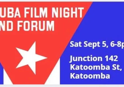Artwork and image for event "Film Night & Forum: Cuba's Life Task" 6pm-8pm 05/09/2026 Junction 142, 142 Katoomba St, Katoomba NSW 2780