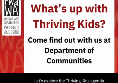Artwork and image for event "What is happening with Thriving Kids?" 2pm-3:30pm 08/09/2026 Department Of Communities, 130 Sterling St, Boorloo WA 6000