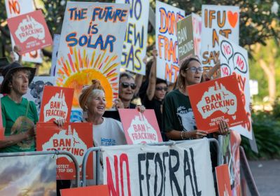 A protest against fracking in the Northern Territory, photo from Environment Centre Northern Territory