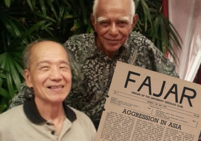 Two men and a student newspaper