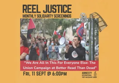 Artwork and image for event "Reel Justice Screening: We Are All In This For Everyone Else" 6pm-8pm 11/09/2026 Port Macquarie Library, Grant Street, Port Macquarie NSW 2444