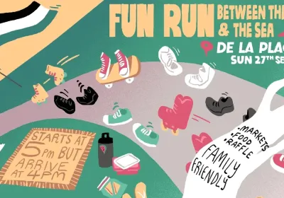 Artwork and image for event "Fun Run: Between the River and the Sea" 4pm-8pm 27/09/2026