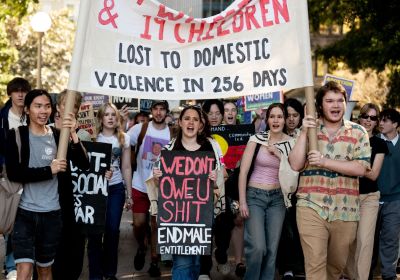 students protesting against domestic and sexual violence