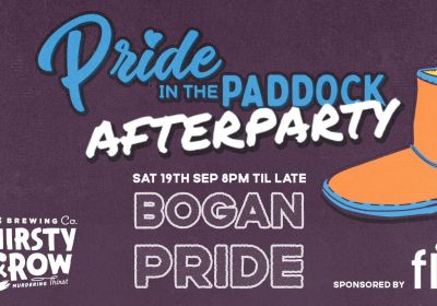 Artwork and image for event "Pride in the Paddock Afterparty" 8pm till late 19/09/2026 Thirsty Crow, 153 Fitzmaurice St, Wiradjuri Country, Wagga Wagga NSW 2650