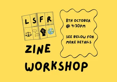 Artwork and image for event "Free Zine Making Workshop" 4:30pm 08/10/2026 MLS Indigenous Law and Justice Hub, Mezzanine Level, Law Building, 185 Pelham Street, Carlton VIC 3053