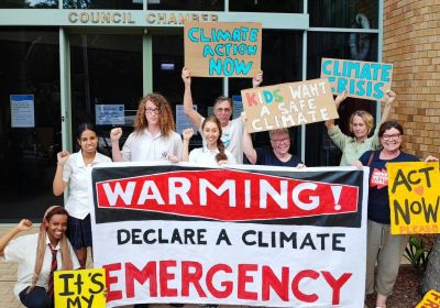 students supporting push for council to declare a climate emergency