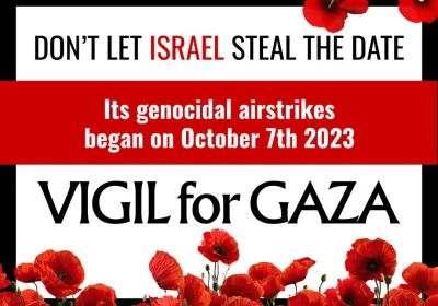 Artwork and image for event "Vigil for Gaza – Gadigal Country" 6pm 07/10/2026 Sydney Town Hall, 483 George St, Gadigal Country, Sydney NSW 2000