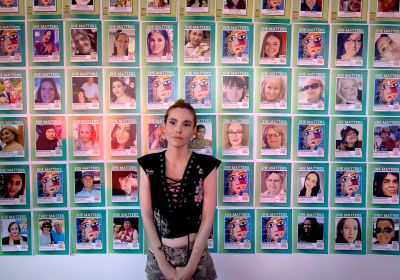 Caitlin Davies, in front of the memorial for women who have killed by men. Photo: Cameron Mitchell