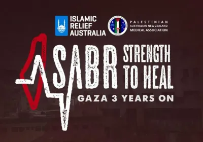 Artwork and image for events "Sabr: Strength to Heal – Gaza 3 Years On"