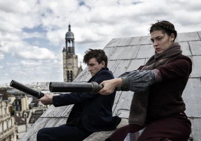 Two people on a roof