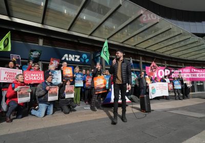 A protest outside ANZ