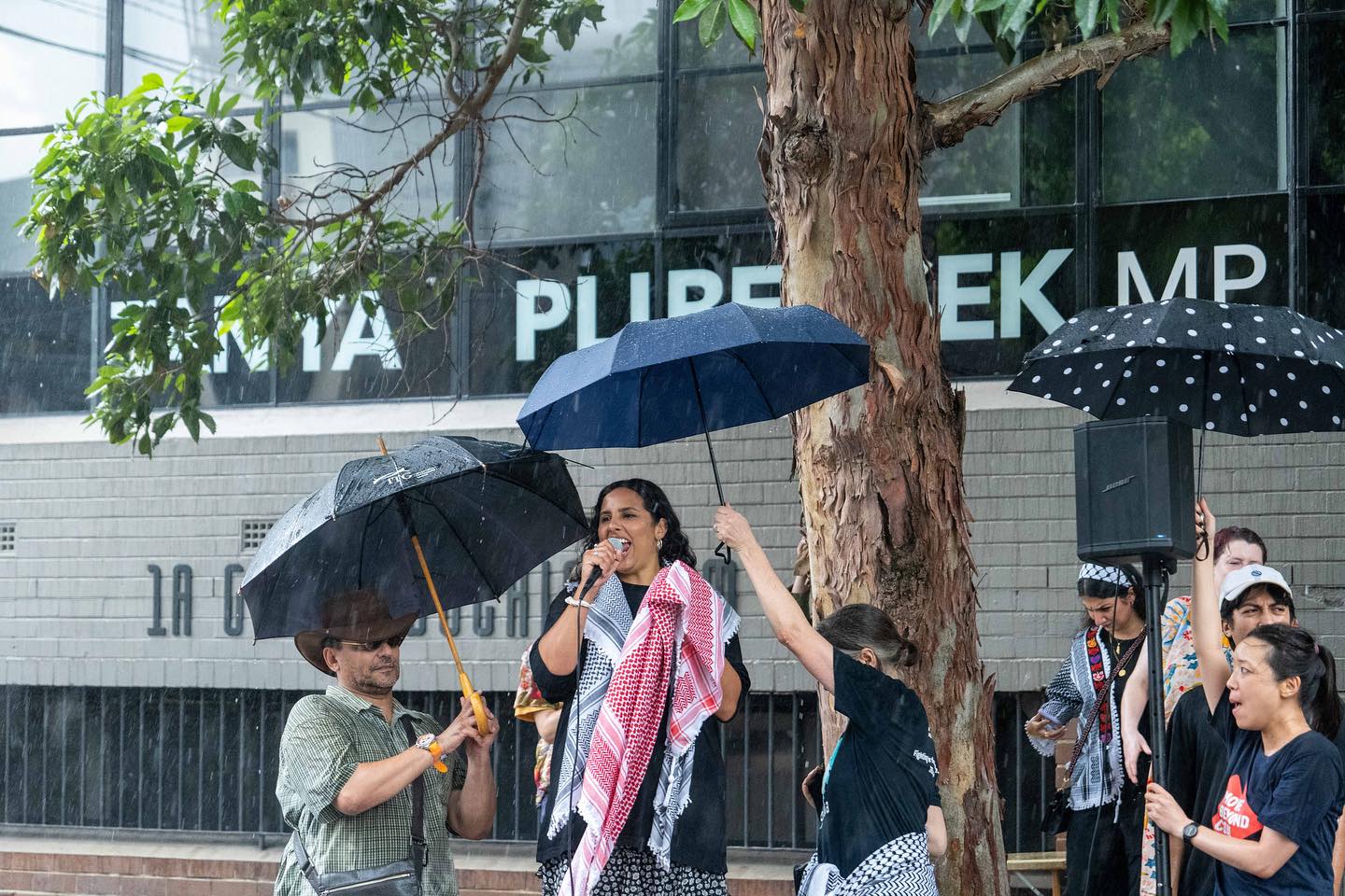 Heavy rain did not deter protesters from speaking out