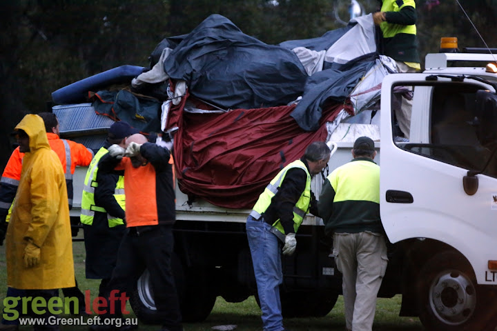 Truckloads of valuable equipment was taken.