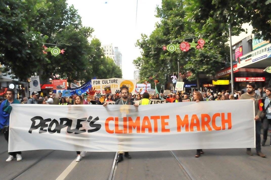 People's Climate March banner at People's Climate March, Melbourne 27 November 2015.
