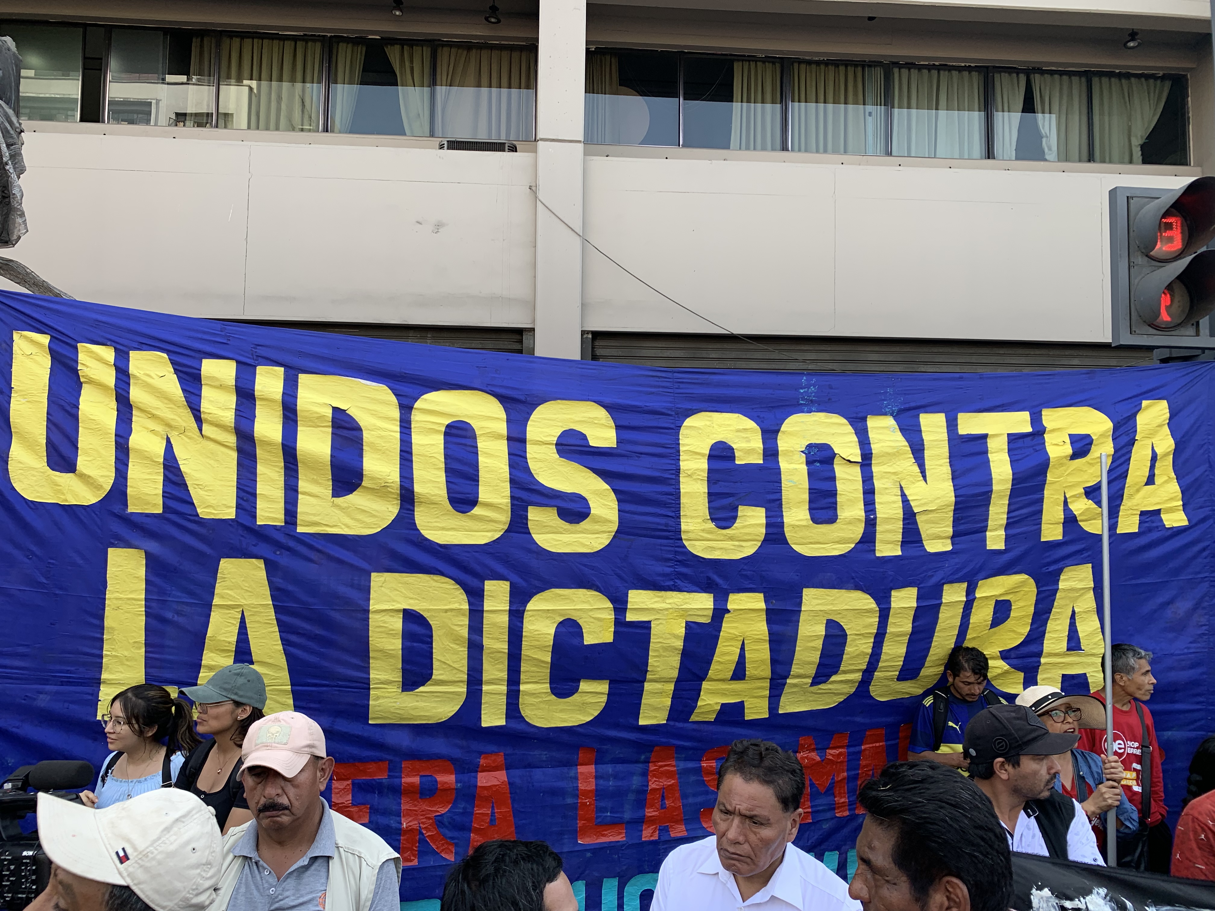 people with a banner