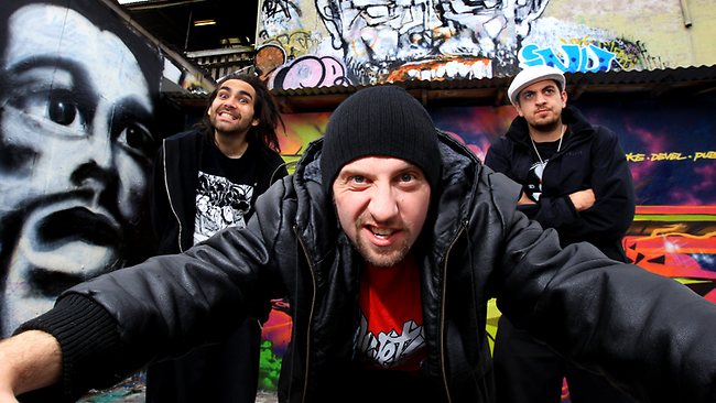 From left, Trials, radical rapper Vents and DJ Adfu.