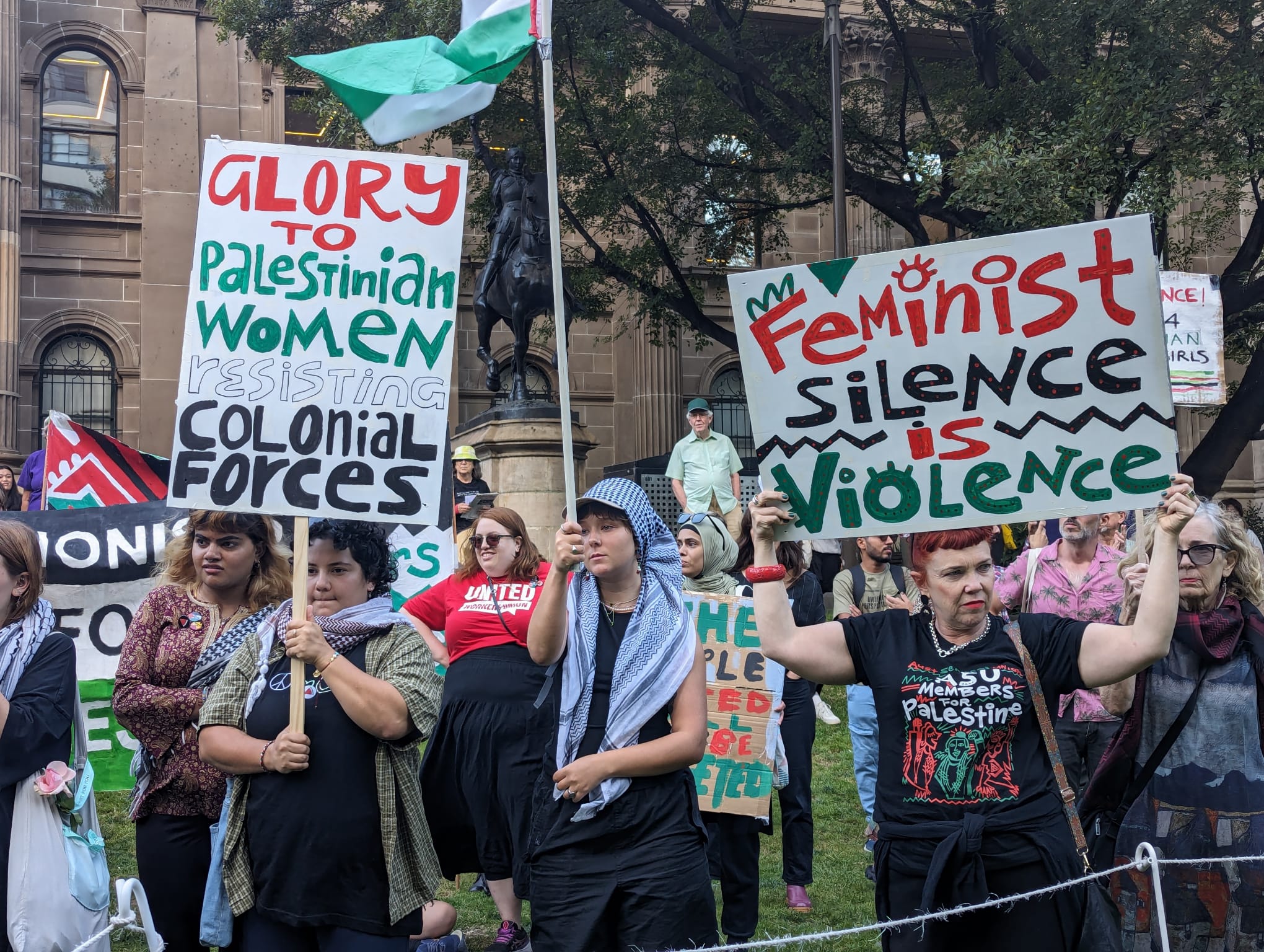 Palestine solidarity contingent at the International Women's Day march in Naarm/Melbourne.